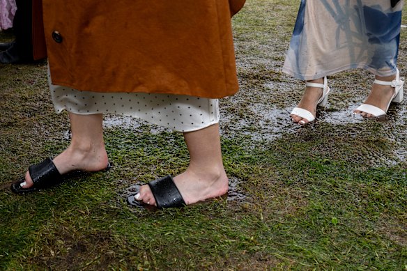 Those white heels will never be the same again.