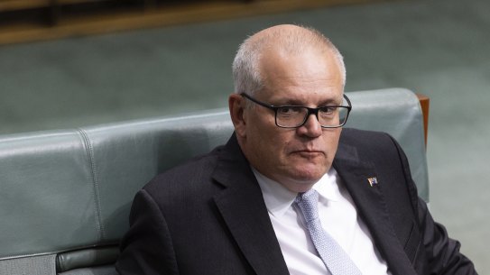 Former Prime Minister Scott Morrison arrives for Question Time.