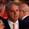Paul Guerra pressing the flesh in his short-lived sting at Demons CEO.