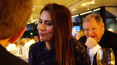 Kharla Williams at the Melbourne Health dinner in June 2016. Robert Doyle, right, was seated next to her. 