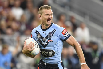 Tom Trbojevic had a night to remember on Wednesday, scoring three tries for NSW.
