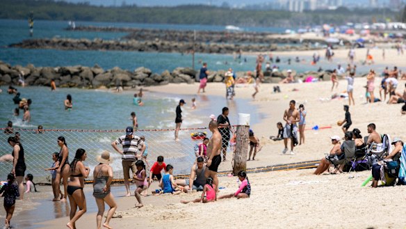 Crowds flocked to the coast on Saturday, including Ramsgate Beach, to make the most of burst of summer heat. 