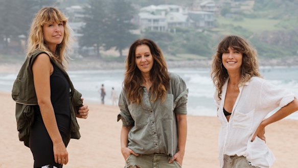 'A million miles away': Claire Tergoning, Liz Roberts and Jamie Blakey on Avalon Beach.