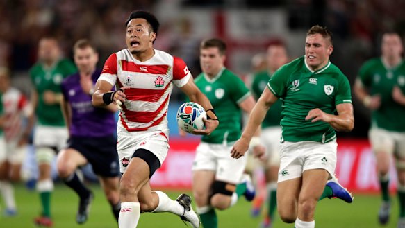 Heading for glory: Japan's Kenki Fukuoka streaks away at Shizuoka Stadium Ecopa.