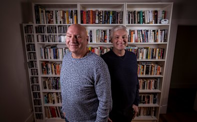 Both like true crime books and hate beer: brothers Peter Chapman, left, and Michael Waud, are close friends, a year after meeting for the first time through DNA testing.  