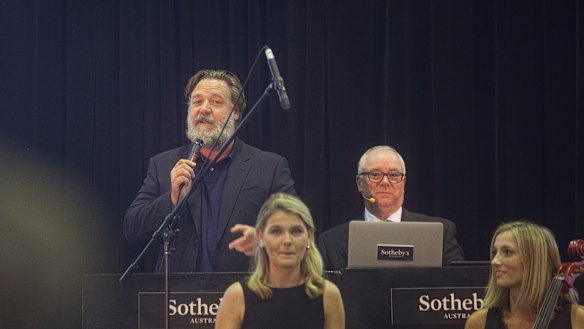 Actor Russell Crowe at his post-divorce garage sale at Carriageworks on Saturday night.