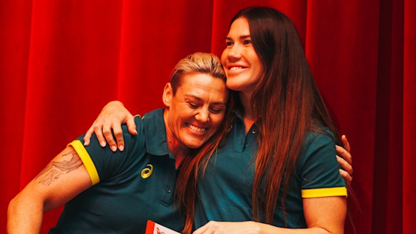 Australian sevens stars Sharni Smale (left) and Charlotte Caslick (right) after being picked for their third Olympics. 