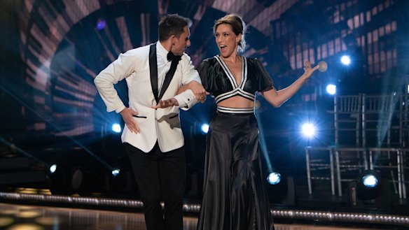 Claudia Karvan and her dance partner Aric Yegudkin perform in the audience-less studio of Dancing With The Stars.