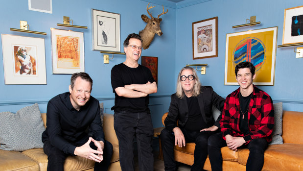 Violent Femmes stalwarts Gordon Gano (second from left) and Brian Ritchie (second from right). For several years drummer John Sparrow (left) and multi-instrumentalist Blaise Garza (right) have been part of the renewed line-up.