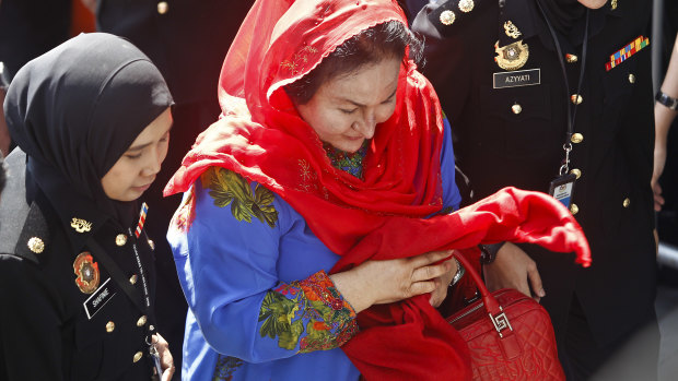 Rosmah Mansor, wife of former Malaysian prime minister Najib Razak, arrives at Malaysian Anti-Corruption Commission on Tuesday.