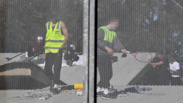 Juvenile detainees on the roof.