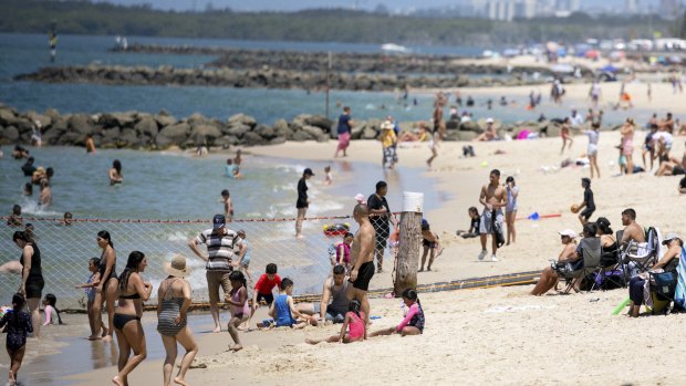 Crowds flocked to the coast on Saturday, including Ramsgate Beach, to make the most of burst of summer heat. 