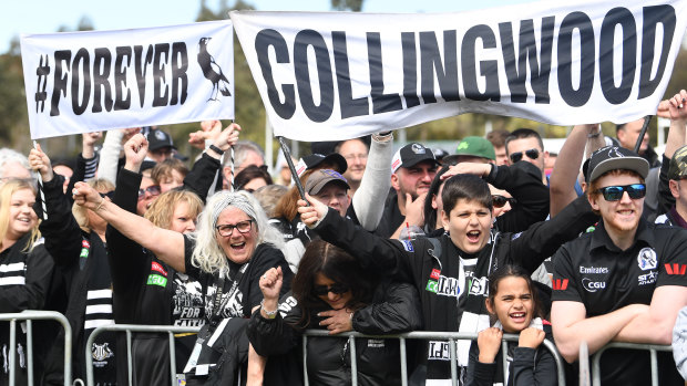 Supporters at the Collingwood fan day at Olympic Park Oval in Melbourne.