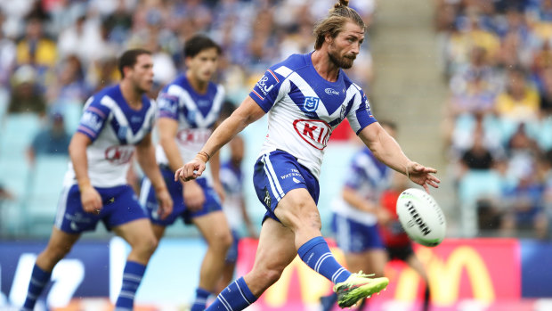 Back in blue and white: Kieran Foran is poised to return for the Bulldogs on Saturday.