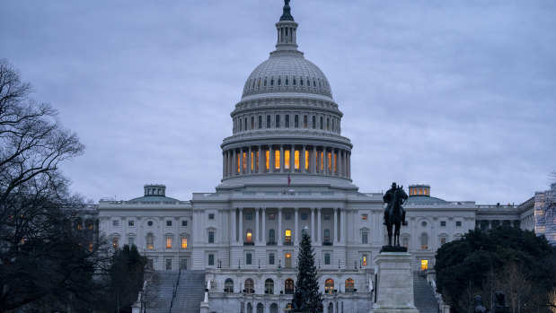 The Capitol is seen under early morning gray skies in Washington on Thursday.