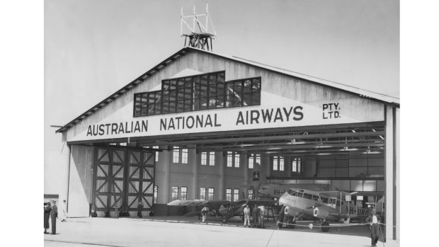 The Australian National Airways [A.N.A] hangar at Essendon Aerodrome.