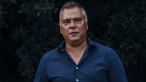 Stan Grant outside Butcher and the Farmer in Forest Lodge in April.