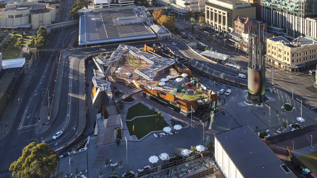 Yagan Square is the heart of Perth City Link but pedestrian foot traffic is not as high as expected.