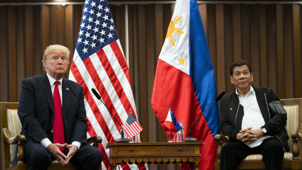 USPresident Donald Trump with Philippines President Rodrigo Duterte at the ASEAN summit in Manila last year.