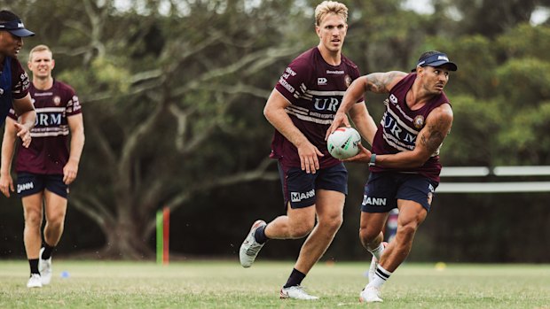 Jamal Fogarty trains with the Sea Eagles.