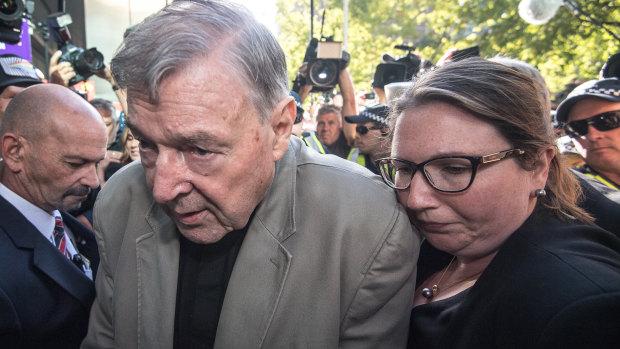 George Pell on his way into court on Wednesday.