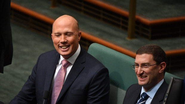 Former Minister for Home Affairs Peter Dutton sits on the cross bench.