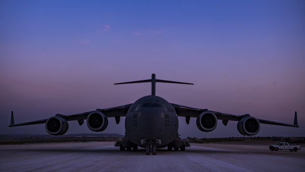 A C-17 Globemaster III, assigned to combat airlift operations for US and coalition forces in Iraq and Syria earlier this year.