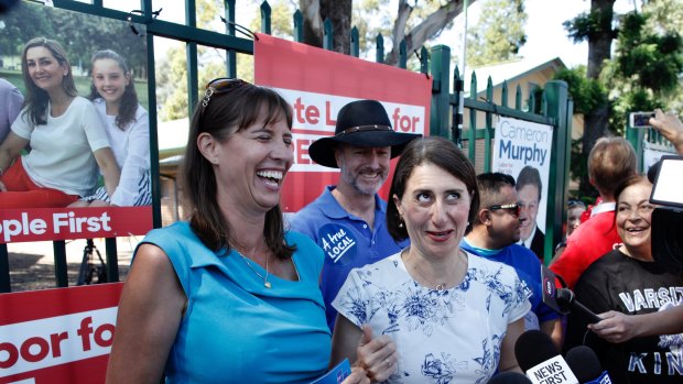 NSW Premier Gladys Berejiklian dropping in to the East Hills electorate to have a bite of lunch with Liberal candidate Wendy Lindsay. 