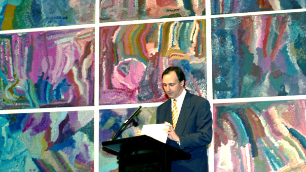 Prime Minister Paul Keating delivers The Arts Statement at the Australian National Gallery on 18 October 1994. 