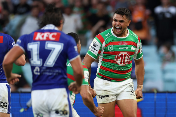 Latrell Mitchell celebrated his 150th NRL game in style on Friday.