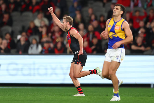 Bomber Darcy Parish did slot a goal for Essendon against West Coast, but his foot skills still need some work.