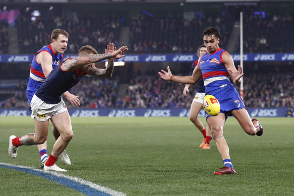 Jamarra Ugle-Hagan starred for the Bulldogs in their win over the Demons.