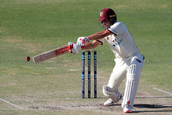 Joe Burns of Queensland bats on day 4.