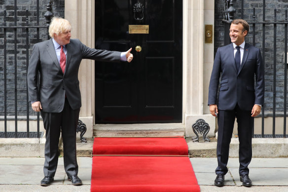 Prime Minister, Boris Johnson social distances from French President, Emmanuel Macron at Number 10 Downing Street last week.