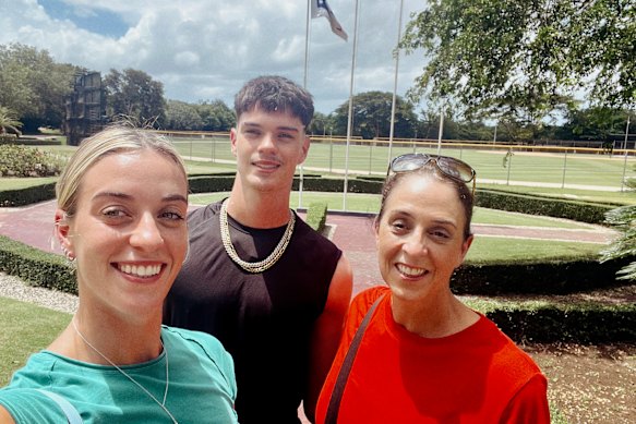 Robinson Smith at the Pittsburgh Pirates’ baseball academy near Santo Domingo, Dominican Republic, with his mother, former Olympic swimmer Nicole Livingstone, and sister Ella Smith.