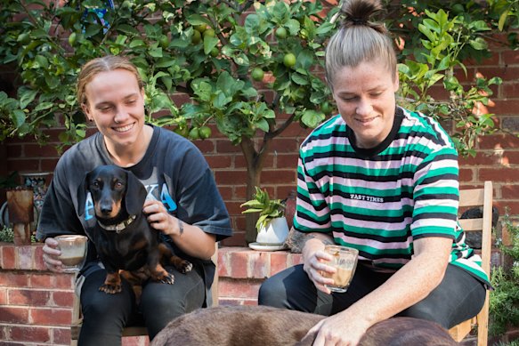 Tilly Lucas-Rodd (left) with her partner Brianna Davey