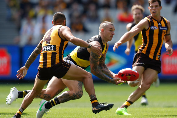 Dustin Martin’s Tigers were too good for the Hawks on Sunday.