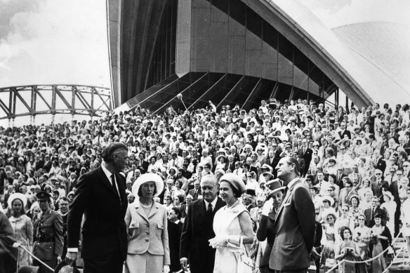 Queen Elizabeth II at the opening of the Sydney Opera House in 1973