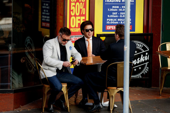 Fadi Ibrahim sitting outside a cafe near the Downing Centre ahead of sentencing on Friday.