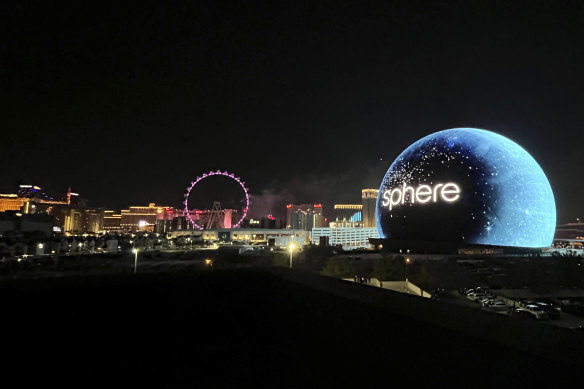 The Sphere on the Las Vegas skyline.