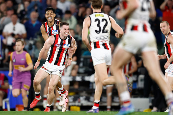 Jack Higgins kicked the winner with seconds to go against the Blues in the last round.