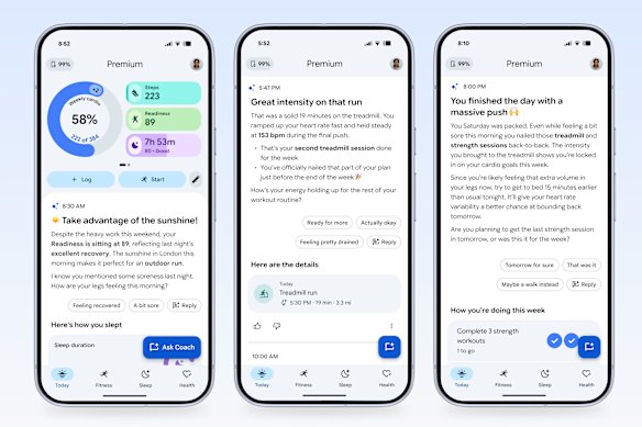 The AI coach is very talkative. You can chat to it at any time and view a history of your conversations.