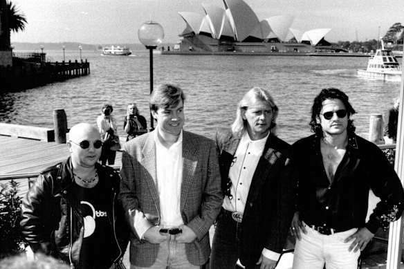 Angry Anderson with his Jesus Christ Superstar co-stars Anthony Warlow, John Farnham and John Stevenson in 1992.