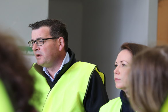 Premier Daniel Andrews in Gippsland announcing that old-growth logging is now banned in Victoria and native timber harvesting will be phased out over the next 10 years.