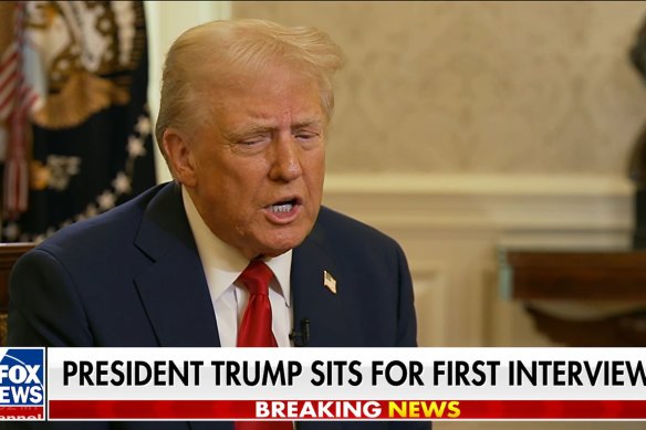 Trump has continued to repeat false claims about immigration and the LA fires in his first TV interview with Fox.