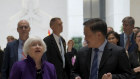 Janet Yellen with Pan Gongsheng, People’s Bank of China governor, in Beijing on Monday.