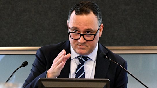 CPB general manager Vince Sanfilippo appearing before the Commission of Inquiry into the CFMEU and Misconduct in the Construction Industry in Brisbane on Tuesday.