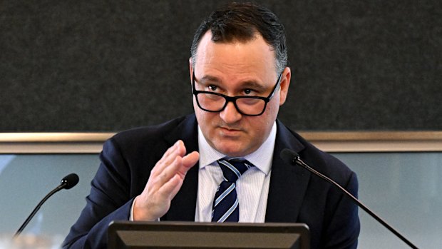 CPB general manager Vince Sanfilippo appearing before the Commission of Inquiry into the CFMEU and Misconduct in the Construction Industry in Brisbane on Tuesday.