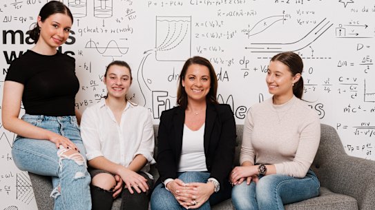 Sia Goutzas with her daughters who all went to single-sex schools (from left) Tiana, 18, Elizabeth, 16, and Giorgia, 20. 