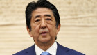 Shinzo Abe speaks to the press in 2020.